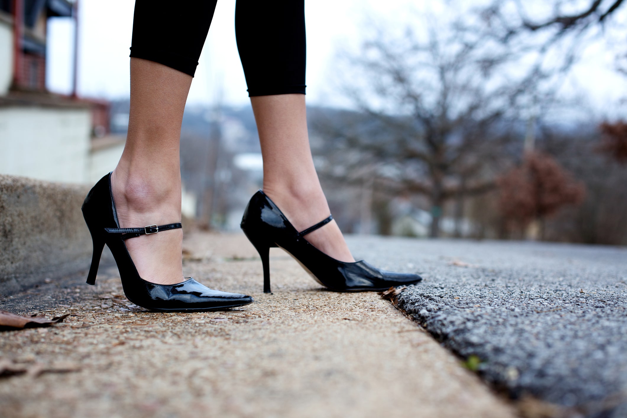 Woman walking on road during sobriety test